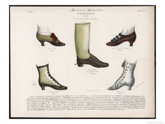 Selection of Victorian Shoes and Boots for Men and Women Giclee Print by La Moniteur at eu.art.com