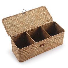 PRICES MAY VARY. The storage basket is made of 100% natural handwoven seagrass, insert metal frame for firm and keep shape; designed with lid for storage; 3 compartments for organizing Package include one seagrass basket: 16.5inch/42cm L x 5.5inch/14cm W x 5.5inch/14cm H Great for tabletop or shelf organize small stuff like keys, cosmetics or put in wardrobe drawer for storing underwear or socks; Also could be used in washroom to organize Multifunction: Can used as storage bins, hamper baskets, Tampon Storage, Wicker Basket With Lid, Storage Basket With Lid, Seagrass Storage Baskets, Storage Baskets With Lids, Rectangular Baskets, Natural Baskets, Basket With Lid, Seagrass Basket