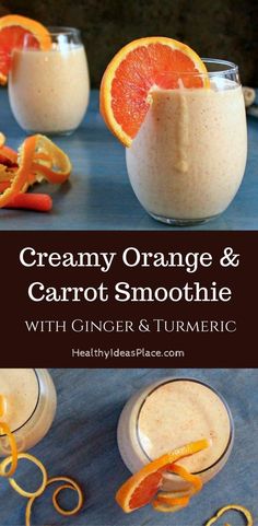 creamy orange and carrot smoothie with ginger & turment is the perfect breakfast