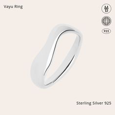 The Vayu Ring is a simple, wavy piece in a clean and solid look. Ideal to be stacked along with Aura and Soma Rings. Silver Rings With Shiny Finish For Everyday, Modern Silver Wavy Rings, Everyday Silver Jewelry With Wavy Shape, Sterling Silver Wavy Promise Ring, Everyday Silver Jewelry With Wavy Design, Adjustable Silver Wavy Rings, Sterling Silver Promise Ring With Wavy Shape, Minimalist Sterling Silver Wavy Ring, Everyday Silver Wavy Jewelry