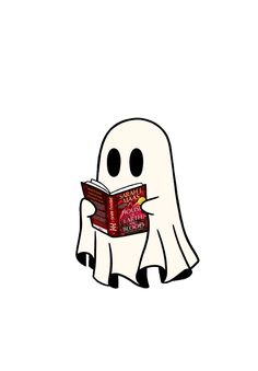 a ghost reading a book while sitting down