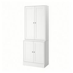 a tall white cabinet with two doors