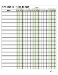 an attendance sheet with the numbers and times listed