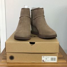 Ugg Classic Femme Mini Wedge New In Box. Size 11. Color: Caribou Ugg Classic Mini Caribou, Ugg Mini Taupe, Ugg Classic Mini Lace-up Weather, Mini Uggs Boots Taupe, Ugg® Neumel Women's Suede Lace-up Chukka Boots, Ugg Classic, Winter Rain, Ugg Shoes, Womens Uggs