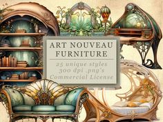 art nouveau furniture is featured in this advert for the home decor store's website