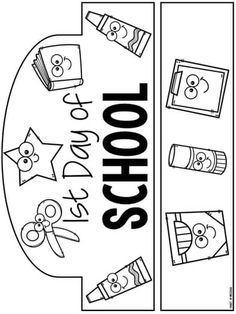 the back to school sign is shown with pencils, scissors and other items on it