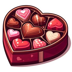 a heart shaped box filled with assorted chocolates