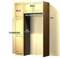 an image of kitchen cabinets labeled in english