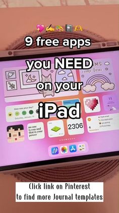 an ipad with the text 9 free apps you need on your ipad