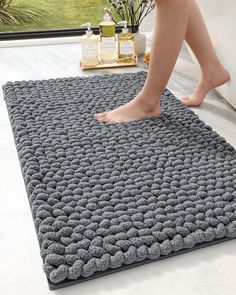 PRICES MAY VARY. Soft and Plush: DEXI bath mats for bathroom floor features high-quality chenille that offers a sumptuously soft and luxurious feeling underfoot. The twist weaving design and high pile of bathmat enhances its plushness, providing a comfortable and cozy experience. Exceptionally Absorbent and Quick Dry: Designed for maximum practicality, this absorbent bathroom mat’s fiber features advanced absorbent technology, efficiently absorbs water to keep your floors dry and your feet comfo Round Rug Bathroom, Bathroom Home Decor, Renter Friendly Bathroom Shelves, Modern Bathroom Rug Ideas, Farmhouse Bathroom Rugs Ideas, Bath Mat Aesthetic, Bathroom Decor Mats & Rugs, Bathroom Mats & Rugs, Runner In Bathroom