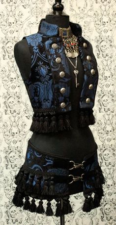 Tapestry Vest, Black Tapestry, Steam Punk, Fantasy Clothing