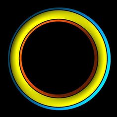 an orange, yellow and blue circle on a black background