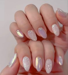 Short Nail, Sparkle Nails, Sparkly Nails, Bridal Nails, Prom Nails, Xmas Nails, Classy Nails, Fancy Nails, Chic Nails