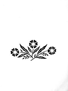 a black and white drawing of flowers on a white background