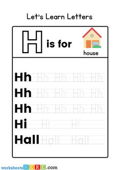 the letter h is for house worksheet with an image of a house on it