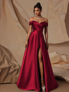 Women Prom Dresses Burgundy Elegant  Sleeveless Woven Fabric Plain A Line Non-Stretch  Weddings & Events, size features are:Bust: ,Length: ,Sleeve Length: Women Prom Dresses, Prom Dresses Burgundy, Elegant Red Dress, Dream Prom Dress, Maroon Wedding, Modest Dresses Casual, Red Bridesmaid Dresses, Womens Prom Dresses, Red Evening Dress