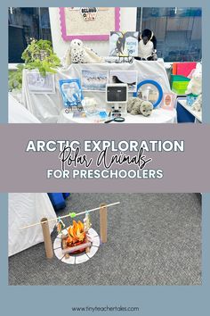 an exhibit with various items on it and the words arctic expedition for kids for preschoolers