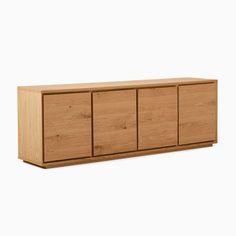 the sideboard is made out of wood and has four doors on one side, and three drawers on the other