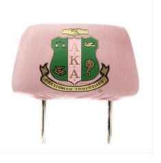 Car seat headrest cover is printed with full color shield on front and 3 letters on back. The back-side contains a pouch for extra storage. Alpha Car, Alpha Kappa Alpha Clothing, Alpha Kappa Alpha Paraphernalia, Aka Sorority Gifts, Pink Car Seat, Sorority Art, Headrest Cover, Greek Paraphernalia, Sorority Jewelry