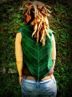 fairy vest with leaf decoration elvish woodland fairy nature inspired. It looks like a natural leaf. this vest is not yet made. i will need time to create it, according to your wishes. you need to give me at least 1 - 2 weeks. you will receive a piece of wearable art, made by my magic hands, infused with lots of love and fairy dust. every piece is absolutely unique and one of a kind. custom made order of an enchanted fairy vest from cotton velvet. first was the dream, then the happening out of m Fairy Vest, Faerie Clothes, The Happening, Fairy Nature, Leaf Decoration, Magic Hands, Woodland Fairy, Upcycled Clothing, Leaf Decor