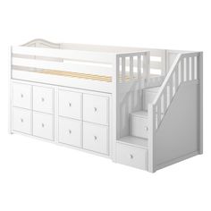 GREAT5 WC : Storage & Study Loft Beds Twin Low Loft Bed with Stairs + Storage