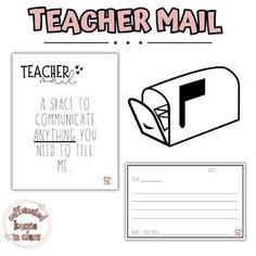 a teacher's mailbox with the words teacher mail on it and an envelope