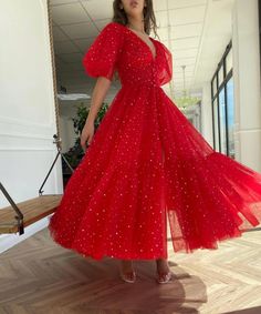 Scarlet Red Dress | Teuta Matoshi Scarlet Red Dress, Tea Length Prom Dress, Apricot Dress, Beach Dress Summer, Prom Dresses 2021, Elegant Party Dresses, Party Kleidung, Red Evening Dress, Red Prom