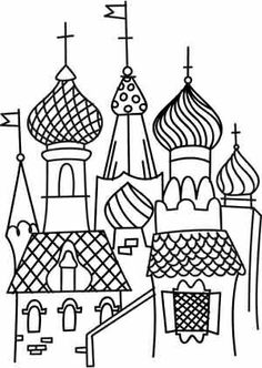 a black and white drawing of a building with domes on it's roof, surrounded by other buildings