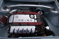 the engine compartment of a volkswagen v - 8