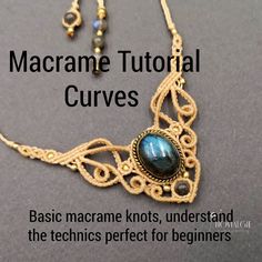 the macrame necklace is made with gold wire and labradorite beads, which are strung together