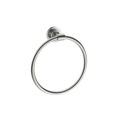 a chrome towel ring on a white background