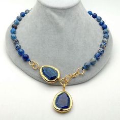 Find ideas๏ฟฝand inspiration for Blue Sea Sediment Jasper Necklace Natural Lapis Pendant 23'', Jewelry Homecoming Jewelry, Lapis Pendant, Bold Necklace, Jasper Necklace, Best Jewelry, Fashion Jewelry Necklaces, Buying Jewelry, Blue Sea, Stone Necklace