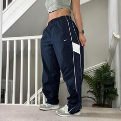 Insane rare Vintage Nike Pin Stripes Oversized Fit Windbreaker Tracksuit Bottom trackpants  Tag says XL but sizing is flexible so it could fit most sizes S-XL depending on desired fit and could be unisex 32" inner leg Mid to high rise waist Good condition joggers sportswear trackie track-pant tracksuit bottom sweatpants casual streetwear baggy pants parachute pants y2k 00s gymwear activewear unisex  51 Windbreaker Tracksuit, Pants Y2k, Rare Nikes, Tracksuit Pants, Nike Vintage, Baggy Pants, Pin Stripe, Baggy Pant, Casual Streetwear