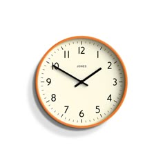 Jones Studio Wall Clock in Orange Colorful Wall Clocks, Best Wall Clocks, Studio Wall, Unique Clocks, Orange Walls, Children's Bedroom, Wooden Wall Clock