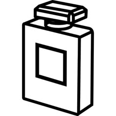 a black and white drawing of a flask with a square on the front side