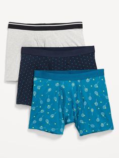 pack includes 3 pairs of boxers in different colors and prints comfort elastic waistband fly front new shorter length sits at waist fitted hits higher on thigh 4 1/2" inseam size XXS = 26"-27" waist size XS = 28"-30" waist size S = 30"-31" waist size M = 32"-34" waist size L = 36"-38" waist size XL = 40"-42" waist size XXL = 44"-46" waist size XXXL = 48"-50" waist Solid Color Sports Boxer Briefs Multi-pack, Summer Stretch Boxer Briefs Multi-pack, Solid Sports Boxer Briefs Multi-pack, Holiday Gifts For Men, Multi-pack Short Boxer Briefs, Playful Multi-pack Boxer Briefs, Jesse Mccartney, Old Navy Men, Boxer Briefs