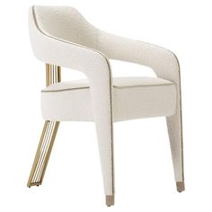 a white chair with gold legs on a white background