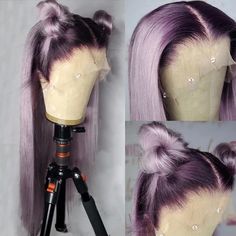 PRICES MAY VARY. 【 13x3 LACE FRONT WIG 】 Hand tied 13x3 lace front parting area, pre plucked natural density hairline 【 SOFT AS HUMAN HAIR WIG 】High-quality high-temperature synthetic hair and unique processing skills make QD-Tizer wigs soft and natural like healthy human hair, and easily detangled, less sheds 【 CHANGEABLE STYLES 】This glueless lace wig can be styled however you want. Loose wavy texture, half ponytails, double or half bun, BOB haircut, changeable shapes can be easily done. Suita Wigs Purple, Wig Natural Hair, Straight Lace Front Wig, Half Ponytail, Creative Hair Color, Purple Wig, Colored Wigs, Straight Lace Front Wigs, Body Wave Wig