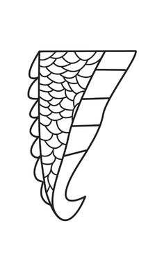 a drawing of an umbrella with fish scales on the top and bottom, in black and white