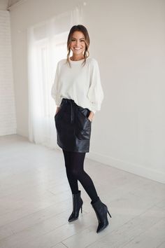 Black Leather Skirt, Stil Boho, Black Leather Skirts, Outfits Casual, Mode Inspiration, Work Fashion