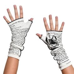 The Lion, the Witch and the Wardrobe Writing Gloves | The Chronicles of Narnia - Storiarts Stay Winter, White Fingerless Gloves, Mr Tumnus, C S Lewis, Black Thread, The Witch, The Lion, Creamy White, Mitten Gloves