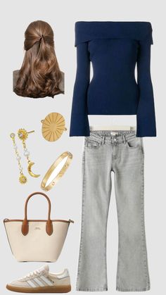 a woman's outfit with jeans and shoes