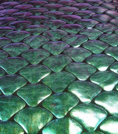 a close up view of a shiny green snake skin