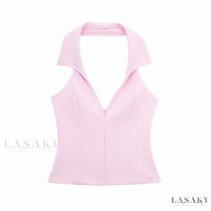 Lasaky - Stylish Backless Shirt with Halter Neckline - Collection for Women Shorts Rosa, Short Pollera, Backless Shirt, Sewing Shorts, Simple Tank Tops, Hot Halloween Outfits, Straight Clothes, Halter Tank Top, Short Shirt