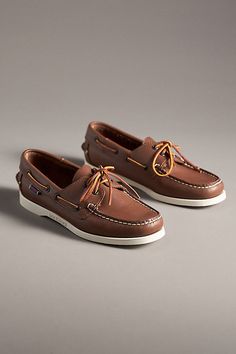 Leather upper, insole Rubber sole Slip-on styling Imported | Dockside® Portland Boat Shoes by Sebago in Brown, Women's, Size: 6, Leather/Rubber at Anthropologie Luxury Slip-on Boat Shoes With Leather Footbed, Classic Leather Sole Slip-on Boat Shoes, Leather Slip-on Boat Shoes With Leather Footbed, Brown Lace-up Boat Shoes With Leather Footbed, Sebago Docksides, Womens Boat Shoes, Brown Fits, Loafers For Women, Shoe Sale