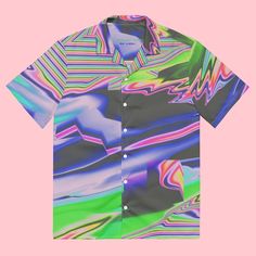 Vaporwave Oversized Button up Shirt Neon Rave Clothes Trippy Retro Button Down Shirt EDM Original Outfit Psychedelic Y2K Partywear Blouse - Etsy Slovakia