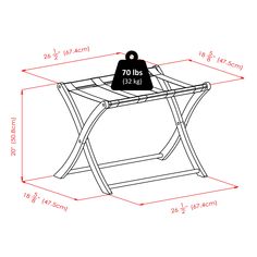 a drawing of a folding table with measurements for the top and bottom section on it