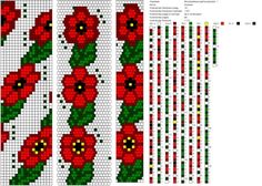 the cross stitch pattern is designed to look like red flowers