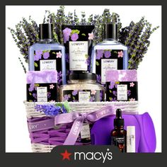 in stock Body Self Care, Lilac Essential Oil, Gift Basket For Women, Bath Gift Basket, Self Care Package, Aromatherapy Gift Set, Spa Basket, Gift Baskets For Women, Spa Gift Basket