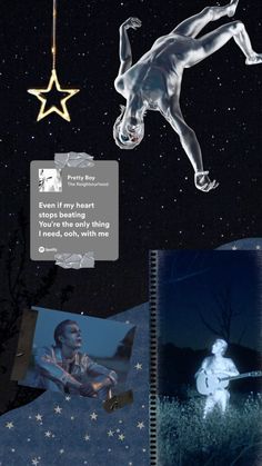 an image of a man falling from a star in the sky